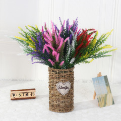 Lavender 5-Head Wheat Simulation Flower Arrangement Green Plant Pot Plant Wedding Hotel Home Rural Style Decoration Plastic Flowers