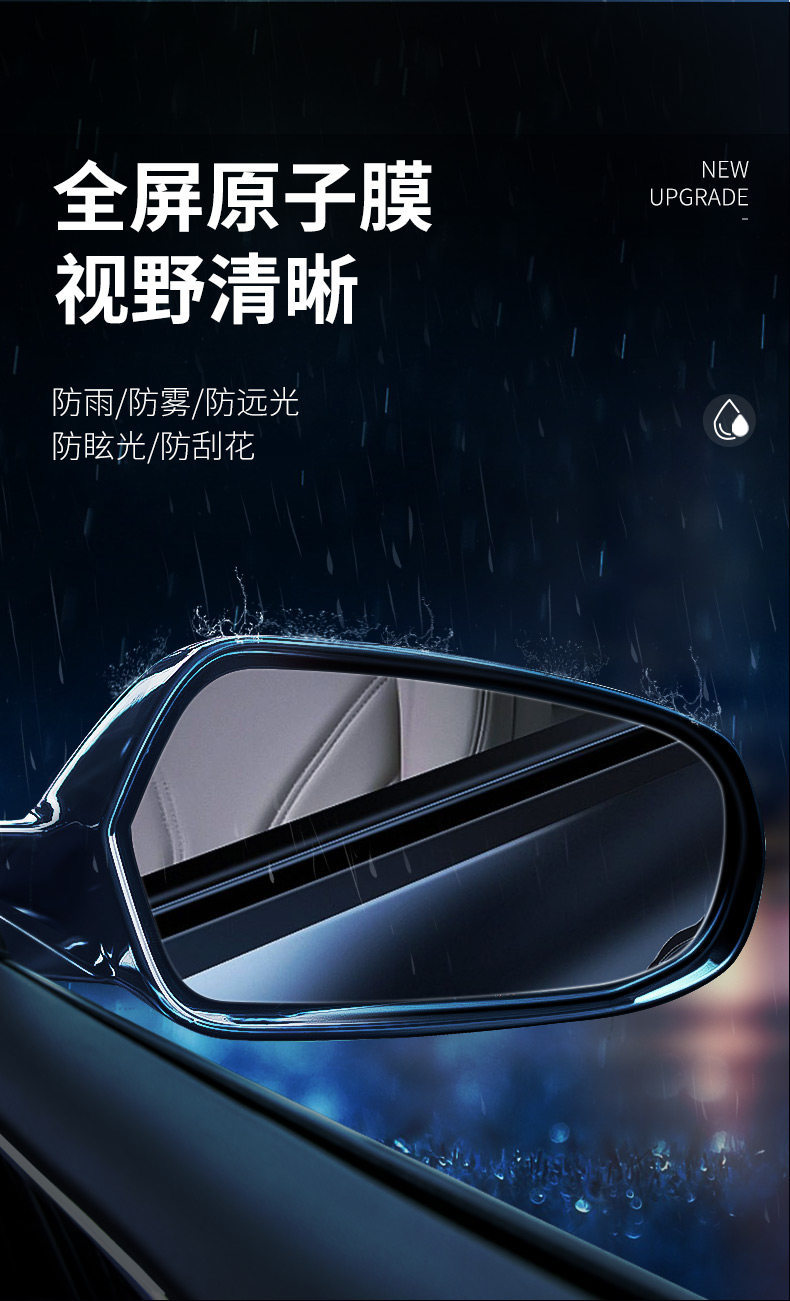 Rearview Mirror Rain-Proof Film for Cars, Anti-Fog and Anti-Glare Reflective Glass Film for Rainy Days, Waterproof Sticker for Reversing Mirrors