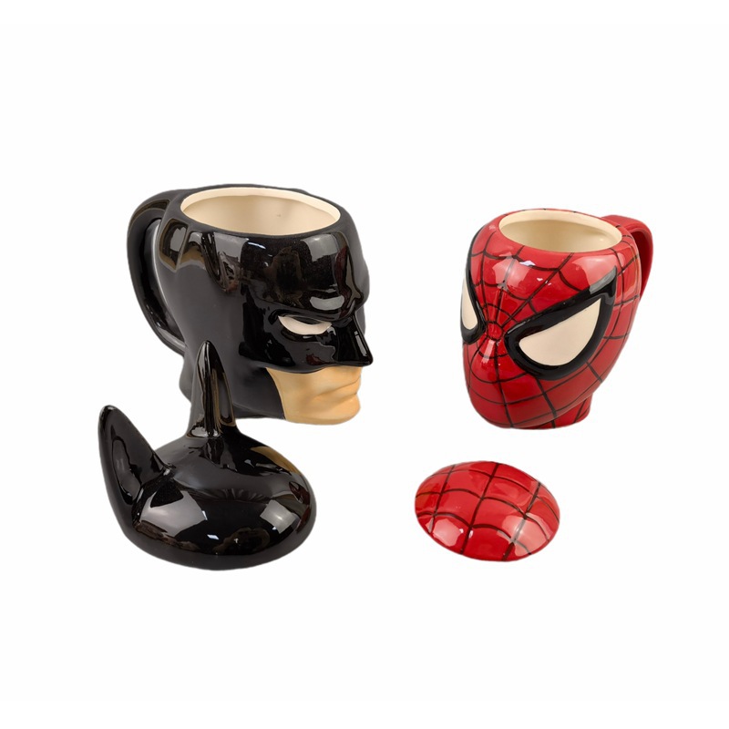 Fábrica de Marvel superhéroes Spider-Man tazas de café de cerámica con tapa de Hulk Capitán América