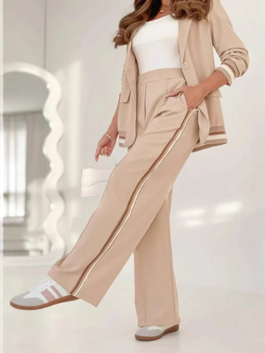 2025 European and American Independent Site Amazon Fashion New Pure Color Temperament Commute 2-Piece Set