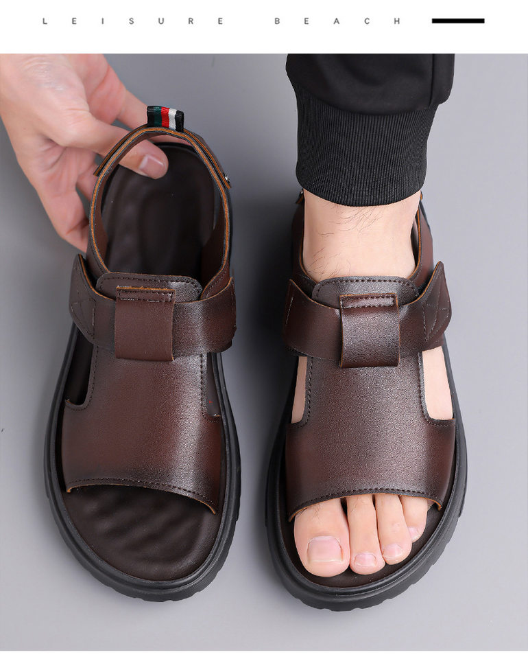 Dép sandal nam đế dày hở mũi quai ngang cỡ lớn chống nước — C6099 Màu nâu, C6099 màu đen chi tiết 19
