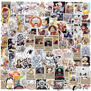 100 pieces cross-border popular one piece five-speed Luffy stickers mobile guitar computer luggage DIY waterproof wholesale
