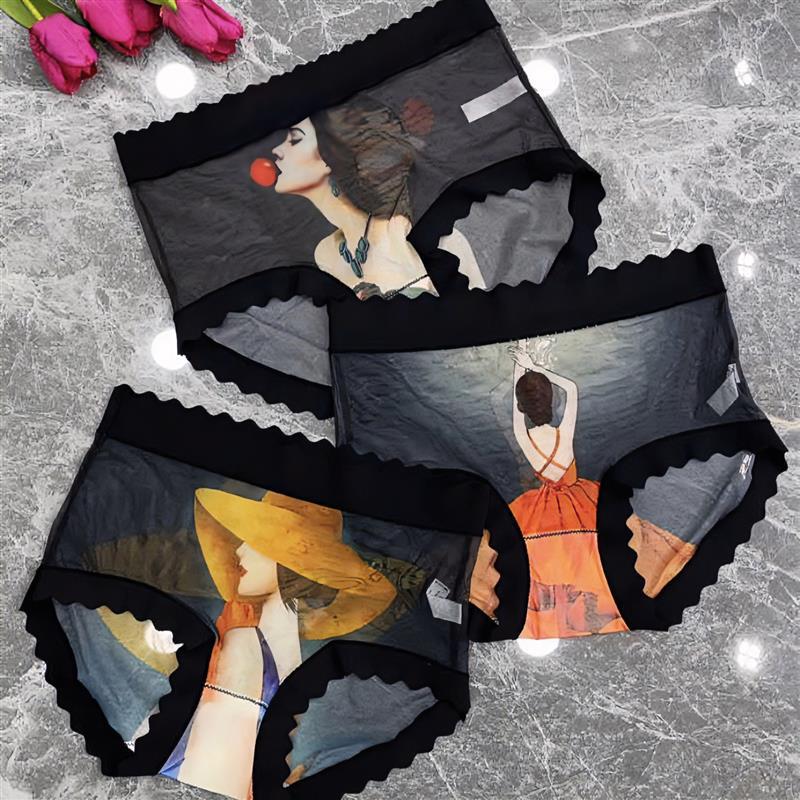 Caiyanxiang Seamless Underwear for Women, Three-Pack, Women's Spring and Summer Breathable Quick-Dry Mid-Waist Skin-Friendly Underwear