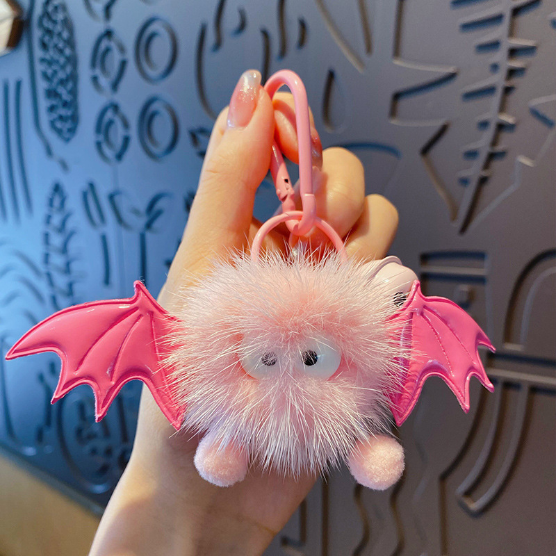 Подвеска-брикет из меха норки чертенок-розовый