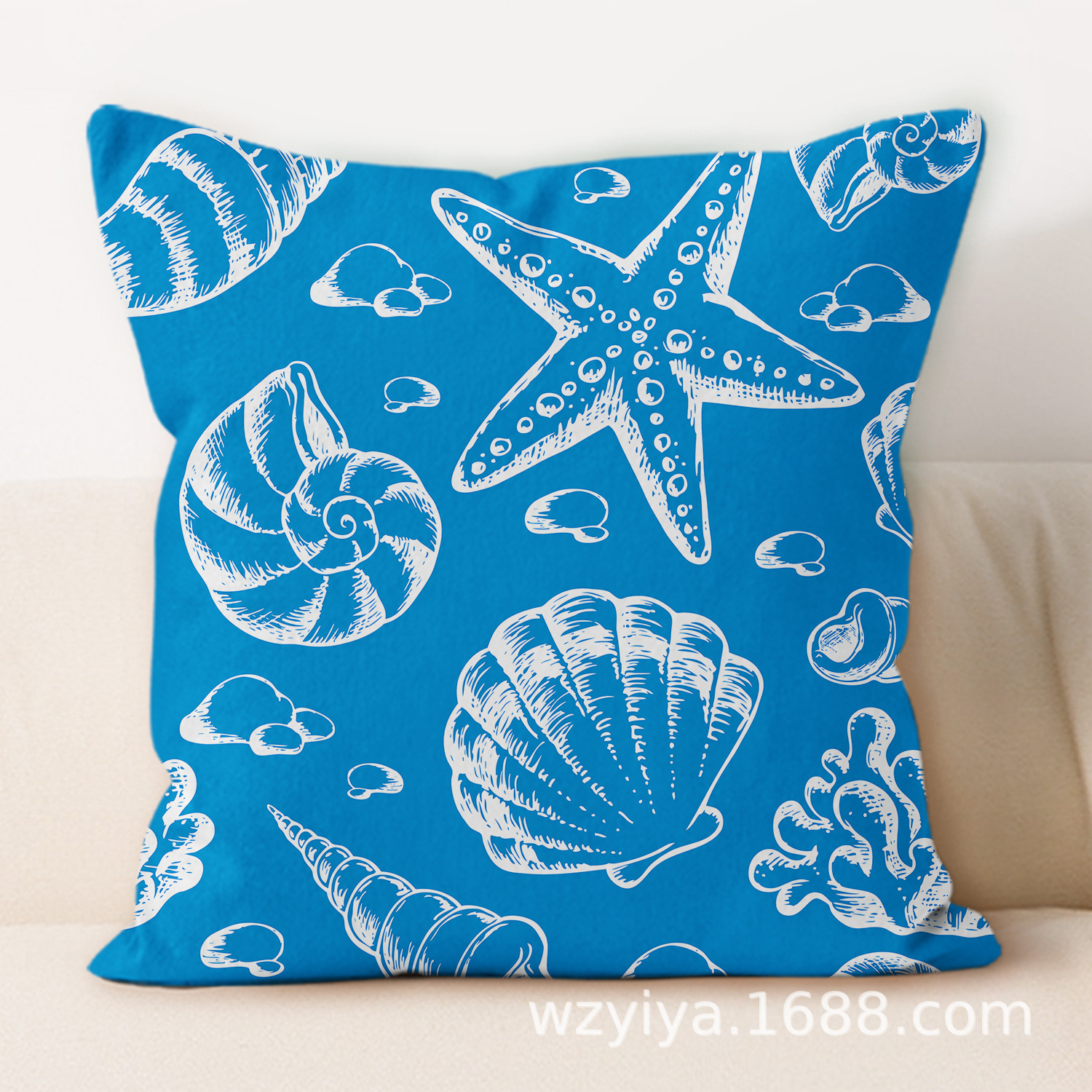 Sea shell impresión almohada de abrazo simple moderno sofá en el hogar cojín de respaldo decoración desmontable cuadrado almohada de cabeza de cama