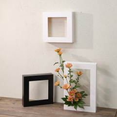 日式花道小原流自由花創意塑料相框壁掛桌面擺件簡約插花花器組合