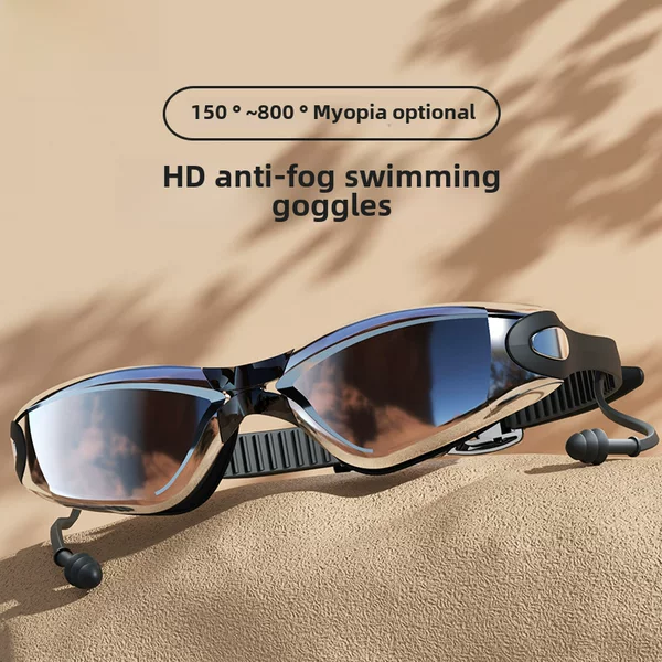 Swimming Goggles Swimming Goggles Equipment Men's High-Definition Anti-Fog Waterproof Myopia Diving Professional Swimming Cap Swimming Goggles Set