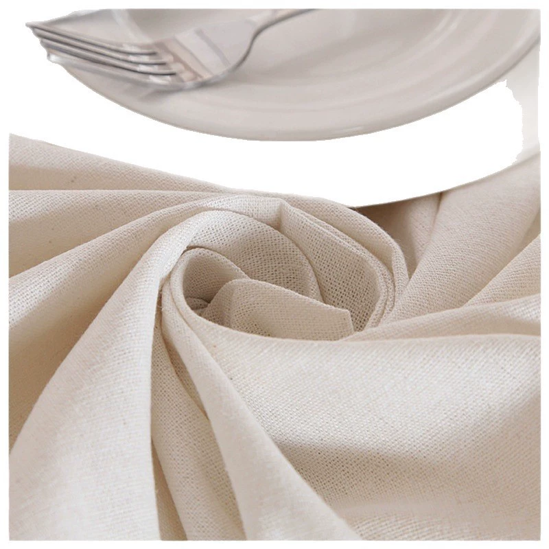 Tablecloth Polyester Cotton, Thickened White with Lace, Custom Sizes up to 140 cm