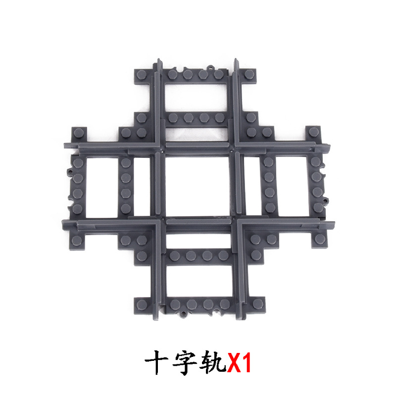 Bloques de construcción de tren de la ciudad Tren de la vía recta carril curvo carril Tenedor carril suave piezas de montaje Juguetes