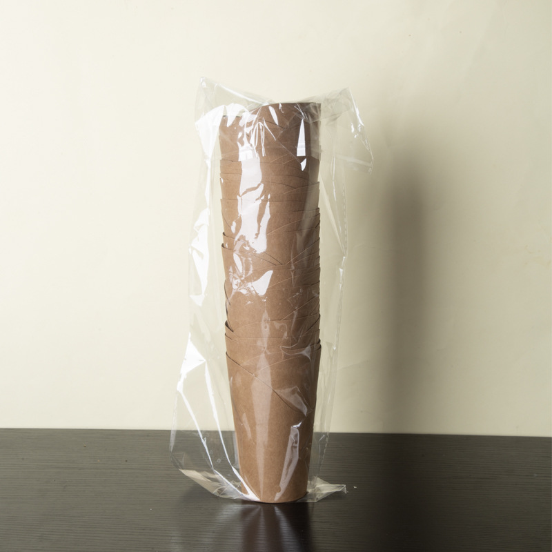 Papel Kraft huevo biselado taza de papel engrosada papas fritas Taza taza de helado Papel Kraft taza biselada comida rápida taza de fideos