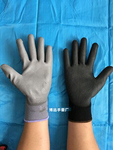 Factory sales pu coated palm gloves dust-free breathable 13-pin nylon dipped coating non-slip anti-static gloves