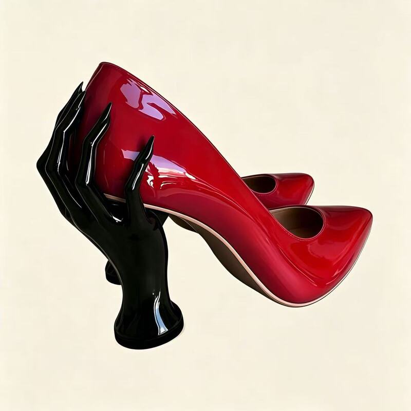 European and American foreign trade cross-border pointed-toe patent leather high-heeled shoes, large size, runway special-shaped heel pumps, party trendy fashion shoes European and American foreign trade cross-border pointed-toe patent leather high-heeled shoes, large size, runway special-shaped heel pumps, party trendy fashion shoes