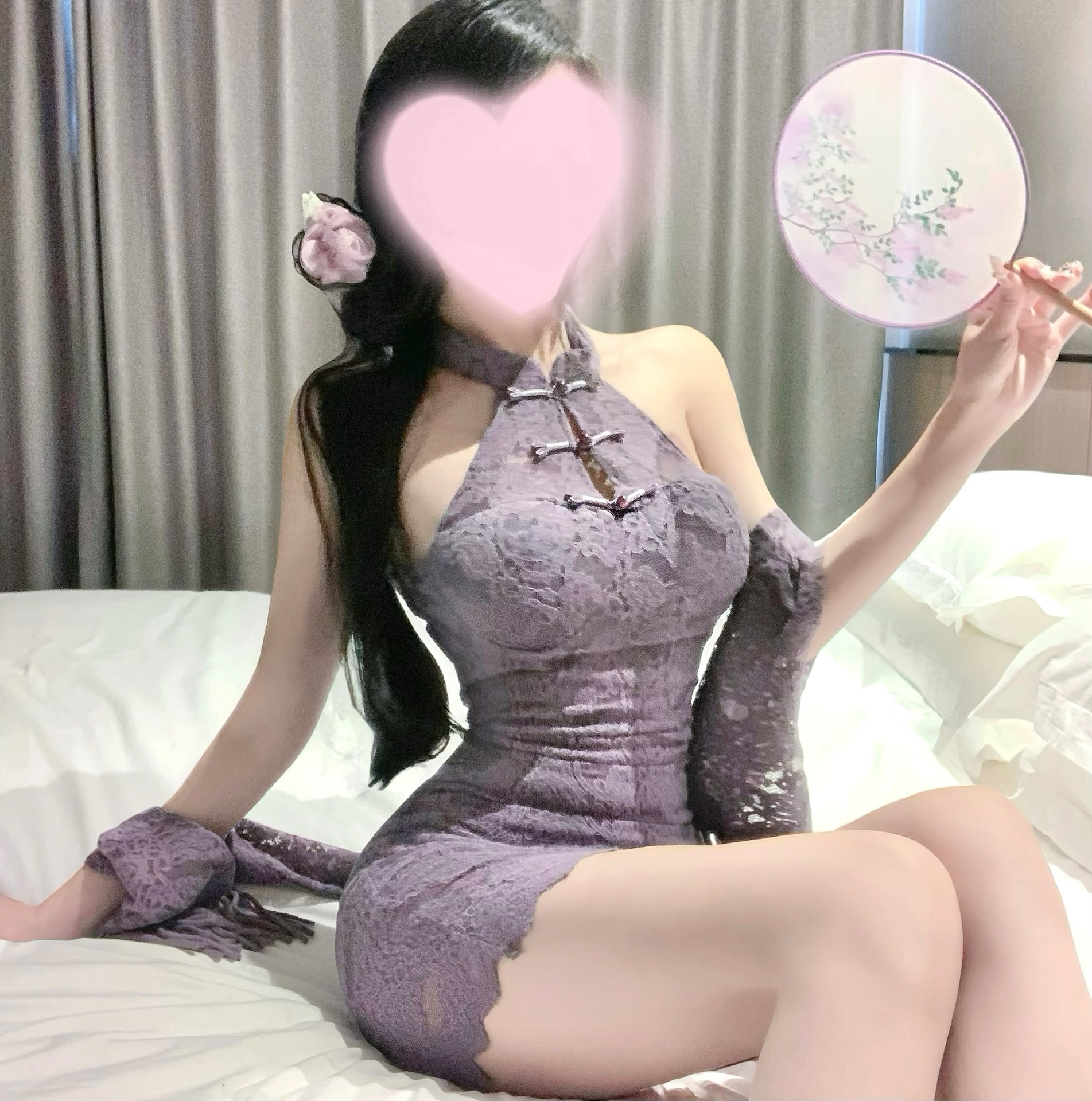 섹시한 속옷 섹시한 보라색 순수한 욕망 새로운 중국 청삼 비 이륙 관점 유니폼 인터넷 축하 의상 여성 홈 옷