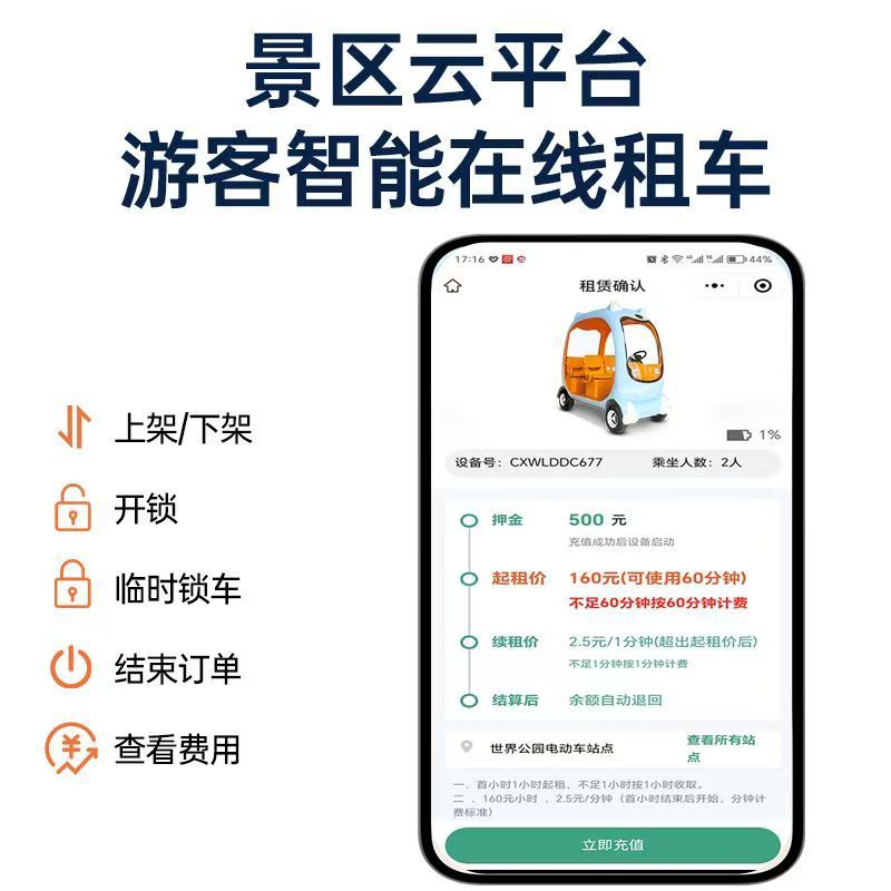 Scenic Area Leisure Electric Four-Wheel Vehicle, Sightseeing Car, Tourist Car, Double-Row Four-Seater