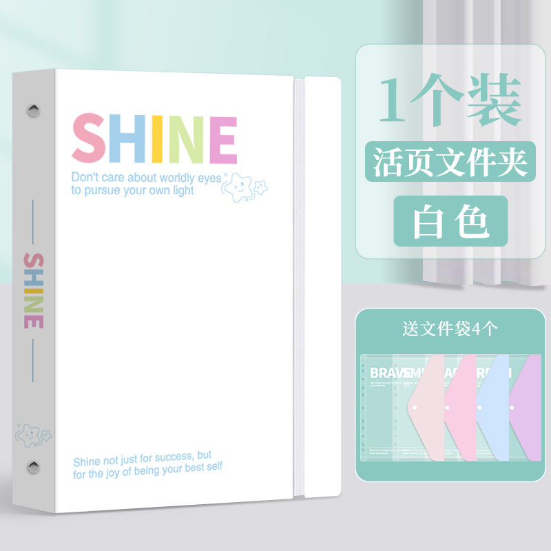 Carpeta de hojas sueltas A4 simple, bolsa de archivo adhesiva transparente incorporada, almacenamiento de libro de datos de oficina de estudiantes porosos