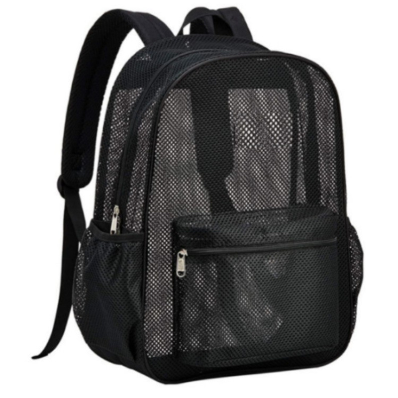 Amazon venta al por mayor de alta carga tela de malla mochila de hombro simple bolsa de viaje mochila de playa