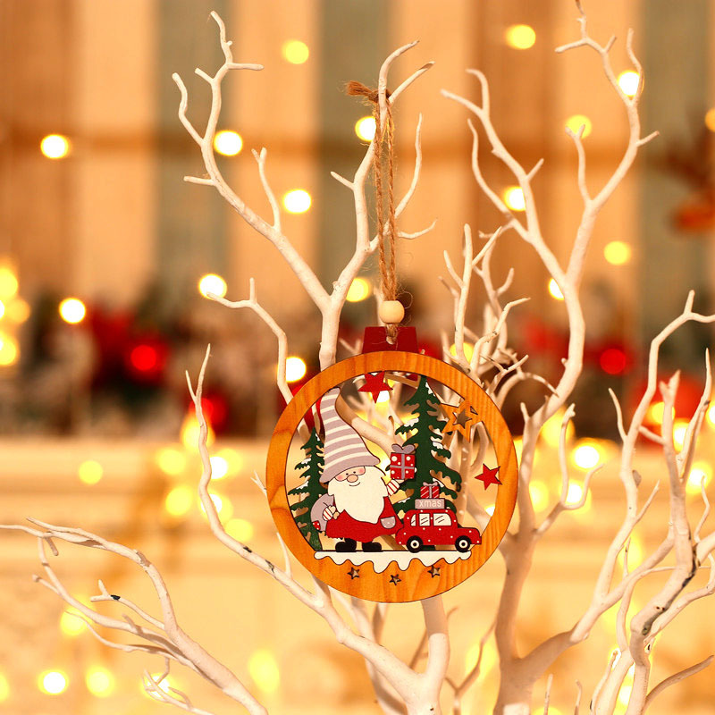 Navidad transfronteriza nuevos suministros decorativos de madera Bosque Enano ancianos colgante árbol de Navidad madera pequeño colgante