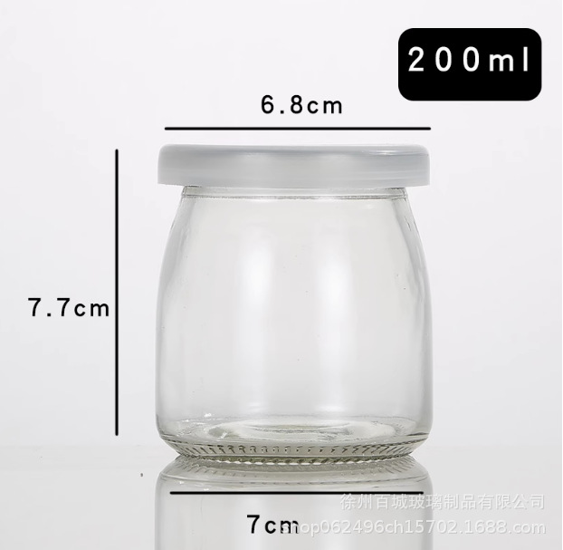 Botella de pudín de vidrio al por mayor de 100ml botella de leche gruesa botella de yogur resistente a altas temperaturas botella de vidrio tapón de madera botella de deseo botella