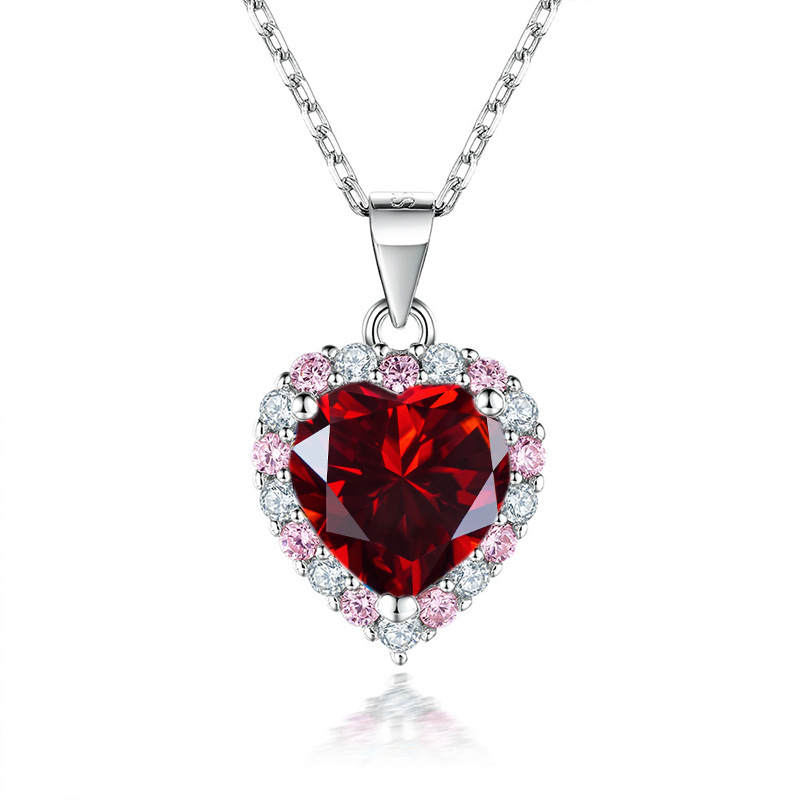 Collar de piedra de morsa de 2 quilates en forma de corazón color negro rosa rojo con certificado GRA nuevo caliente