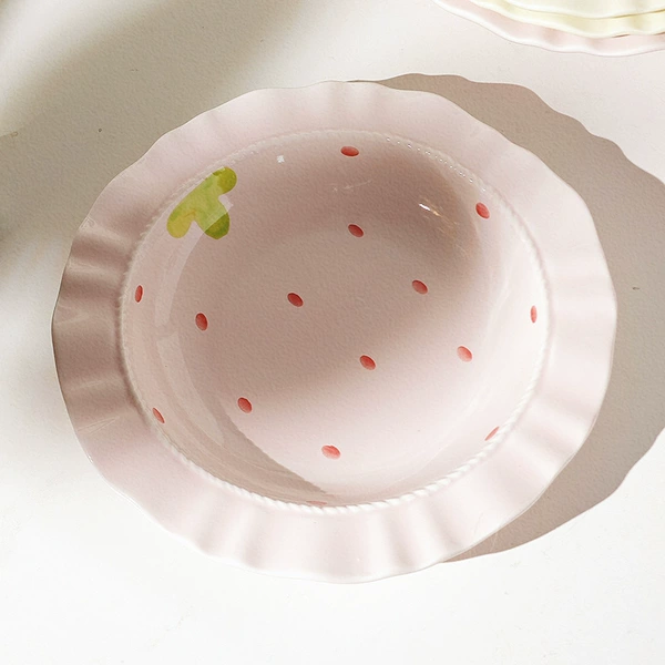 8.5-inch straw hat plate/pink strawberry