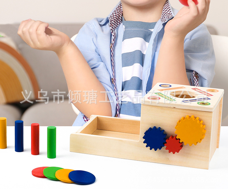 Montessori Çocuk Okul Öncesi Ahşap Eğitim Araçları Geometrik Şekil Eşleştirme Bilişsel Bilim Mekanizmalı Oyuncak