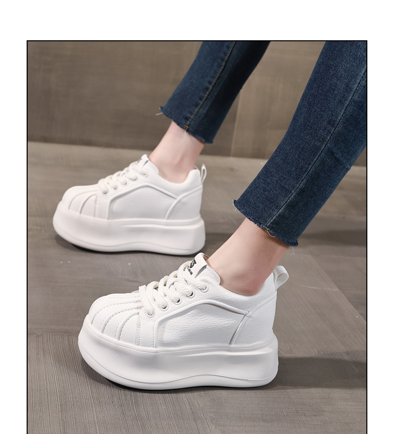 Giày sneaker nữ đế dày tăng chiều cao phong cách thể thao — màu trắng chi tiết 10