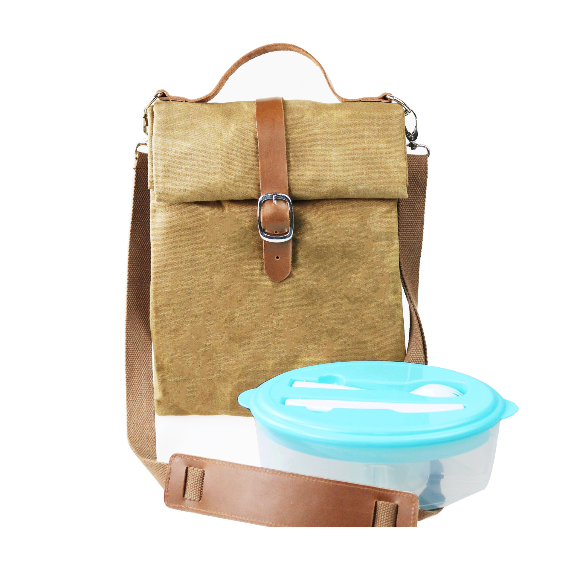 wholesale Oil Wax canvas Aluminum Insulation package outdoors Bento bag Lunch Bag fruit snacks Fresh Pack customized