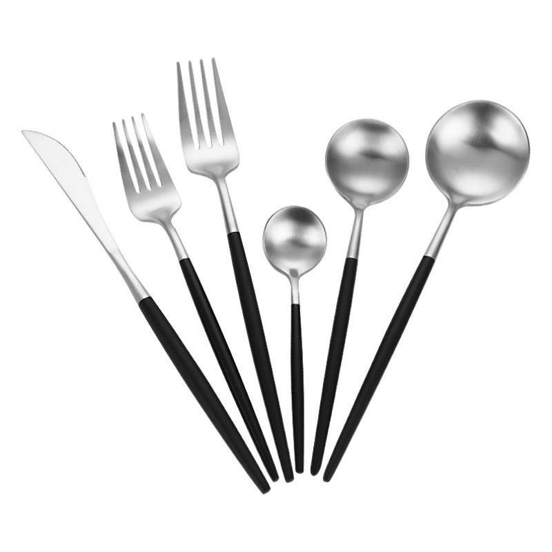 Cross-border Amazon 304 Western Steak Knife and Fork Spoon Tableware suit Fruit Fork Portuguese Stainless Steel Tableware