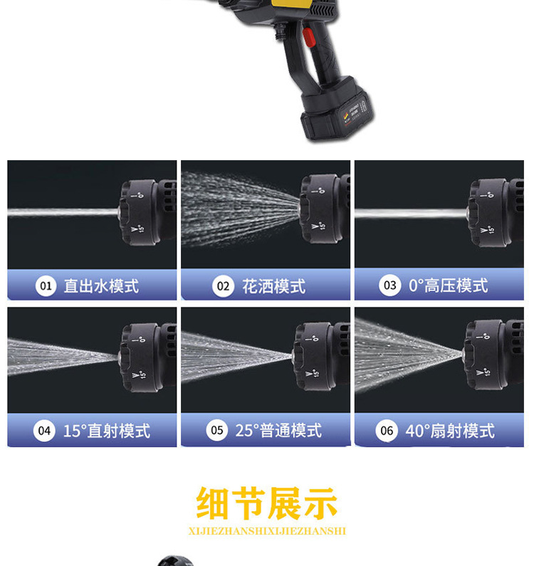Portable Cordless Lithium Electric Car Washer High Pressure Water Gun