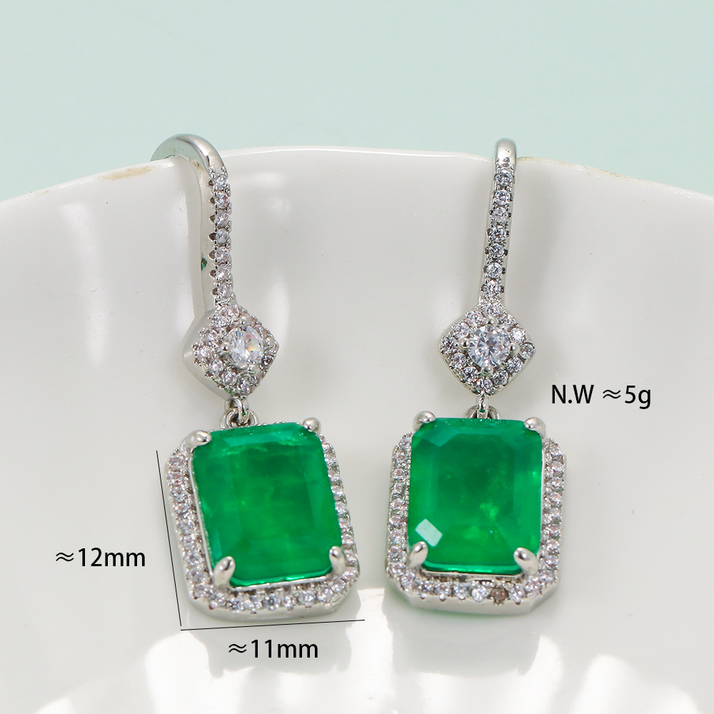 1 Paire Rétro Carré Le Cuivre Incruster Zircon Boucles D'oreilles display picture 1