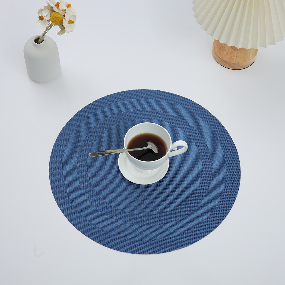 Transfronterizo doble marco redondo placemat pvc tejido occidental placemat antideslizante aislamiento térmico estera de café lavable estera de placa al por mayor