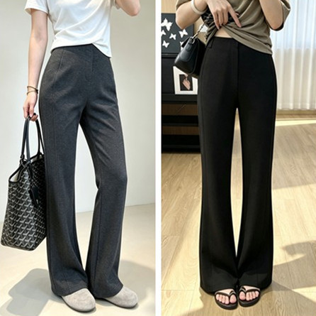 Acetate wool autumn flat-waist pants 2.0 slimming, drapey, slightly stretchy, casual bell-bottom pants for commuting