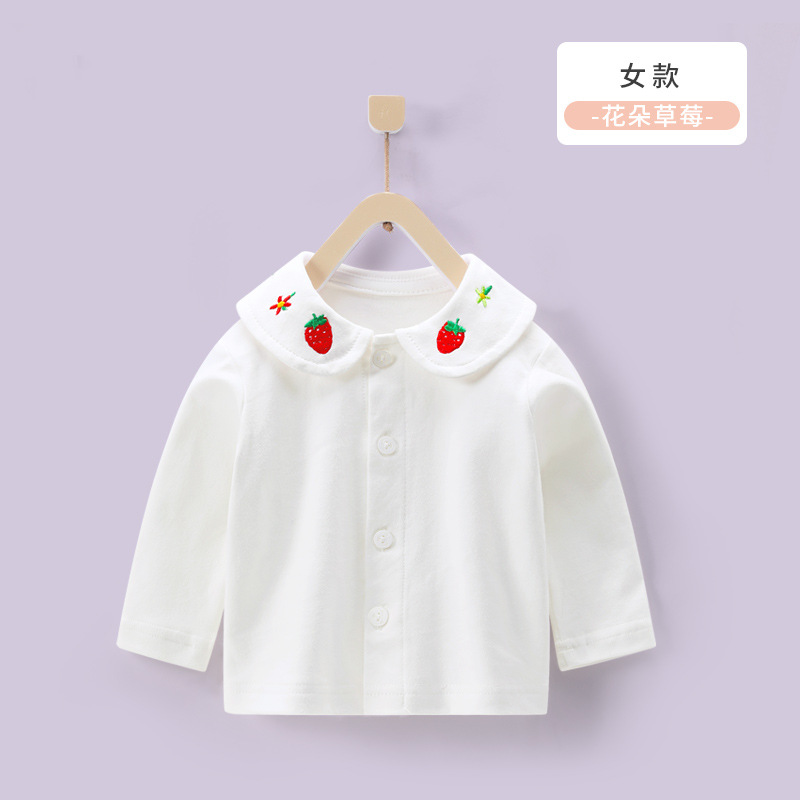 Camisetas de manga larga blancas para niños de otoño, camisetas de manga larga para niñas, camisas con cuello estilo coreano para bebés, cárdigans de algodón, ropa infantil estilo coreano