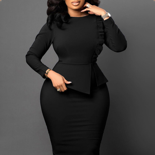 D356 European and American spring new style temperament slim pencil skirt fashionable hip African large size dress