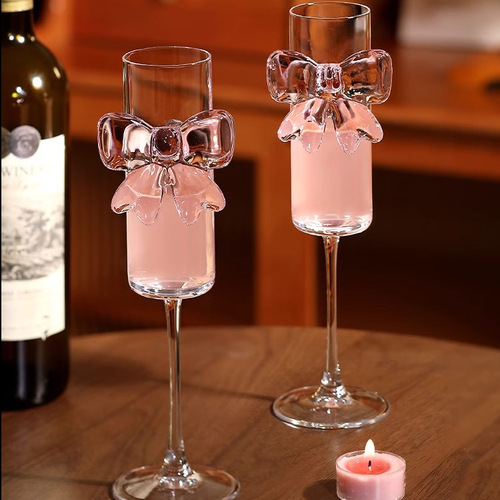 High-definition cute white wine glass juice crystal cup tall stemmed cocktail glass slightly tipsy butterfly champagne glass