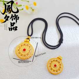 新款镶钻八宝罗盘沙金保色珐琅招财葫芦饰品吊坠 diy项链挂饰配件