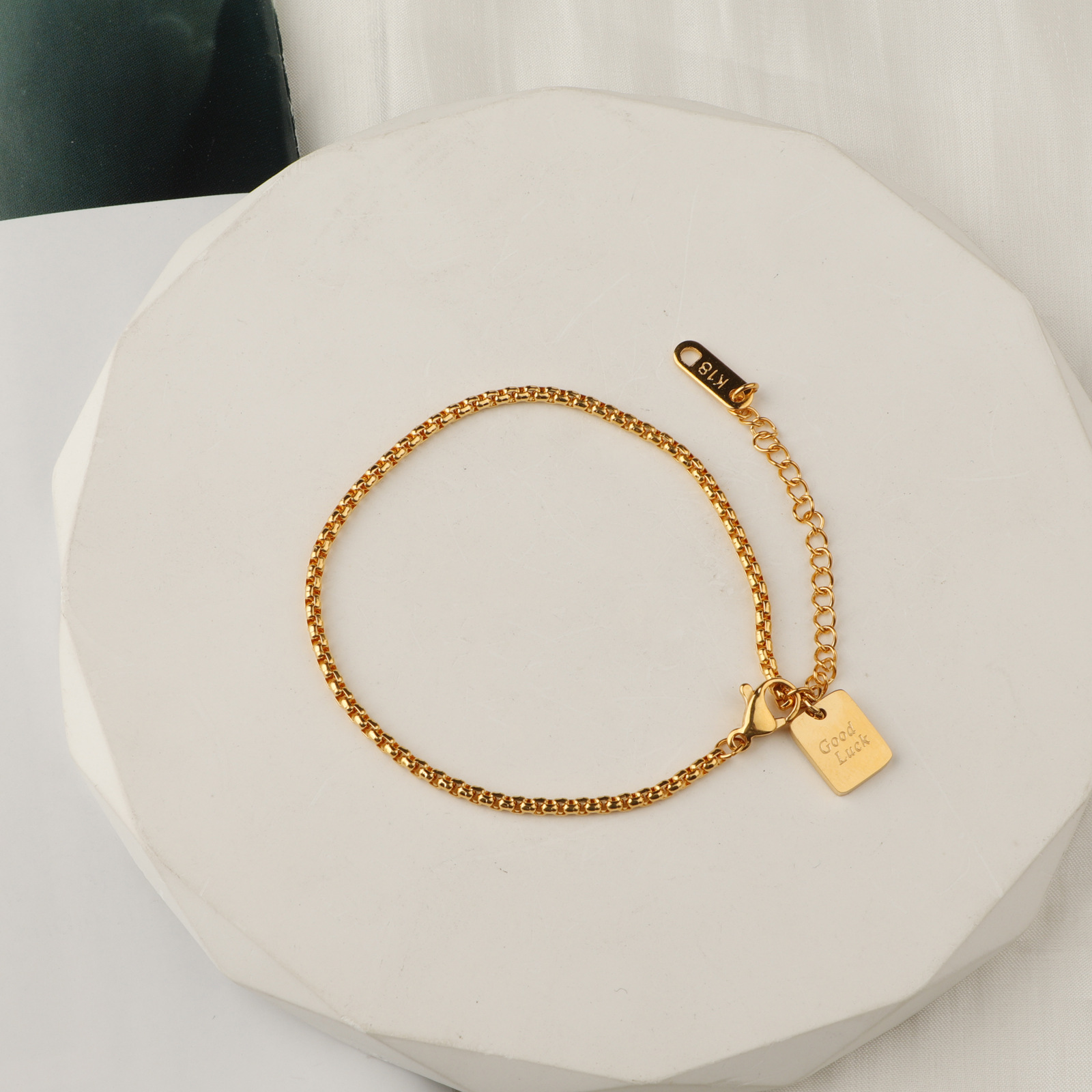 European and American Fashion Good Luck Small Square Brand Bracelet Women's goodluck Bracelet Adjustable Post Color-free Bracelet Internet Celebrant