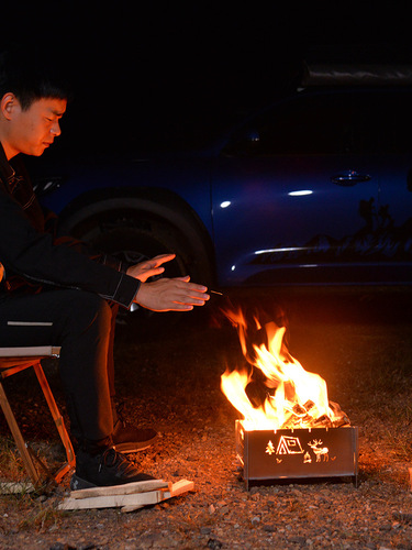 WI25 wholesale household stainless steel wood charcoal barbecue stove folding portable firewood heating stove outdoor thickened campfire stove