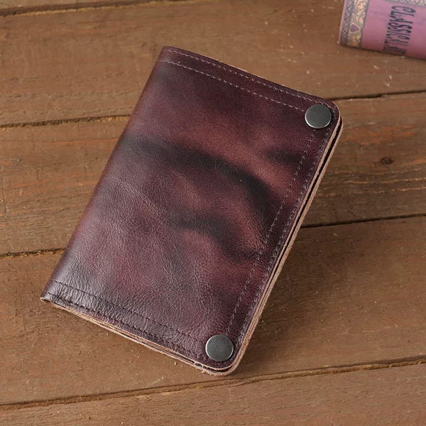 1207 Vintage Handmade Vertical Men's Wallet with Multiple Card Slots, Distressed Vegetable-Tanned Leather Driver's License Holder and Card Case, Trendy