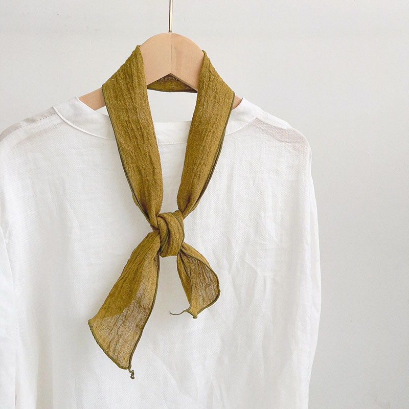 올리브 그린 강한 트위스트 접이식 중간 길이 스카프 10*115cm (제어 가격 25)