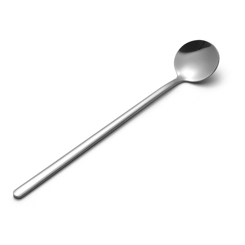 304 Stainless Steel Small Round Spoon With Long Handle, Stirring Coffee Dessert Mug Spoon, Mirror Polished, Nordic Style_voghion.com