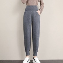 加绒运动裤女秋冬高腰宽松加厚棉裤2024新款仿羊羔绒休闲外穿卫裤