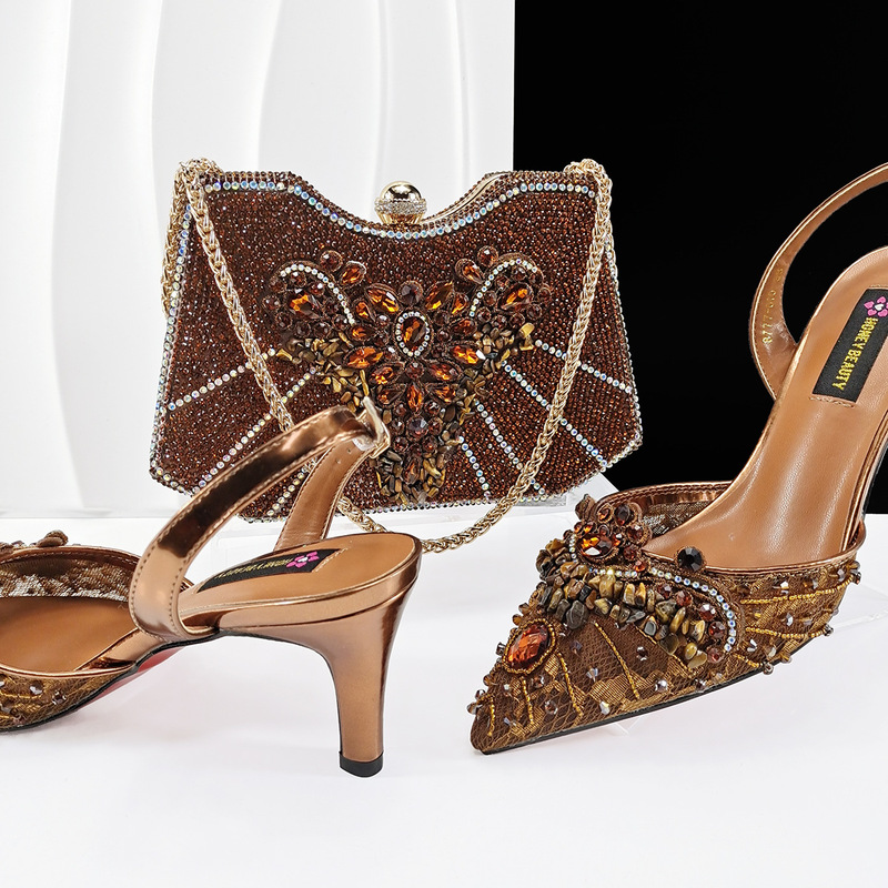 Thin-Heeled Rhinestone Mesh Pointed-Toe Women's Shoes with Matching Heavy-Duty Rhinestone Evening Bag Party Shoe and Bag Set, Exclusively for Cross-Border Sales Thin-Heeled Rhinestone Mesh Pointed-Toe Women's Shoes with Matching Heavy-Duty Rhinestone Evening Bag Party Shoe and Bag Set, Exclusively for Cross-Border Sales