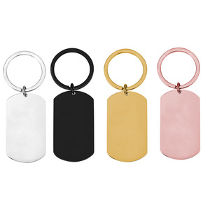 Cross-Border Hot-Selling Blank Military Brand Non-Fading Black Marking and Engraving Pendant Stainless Steel Keychain Jewelry
