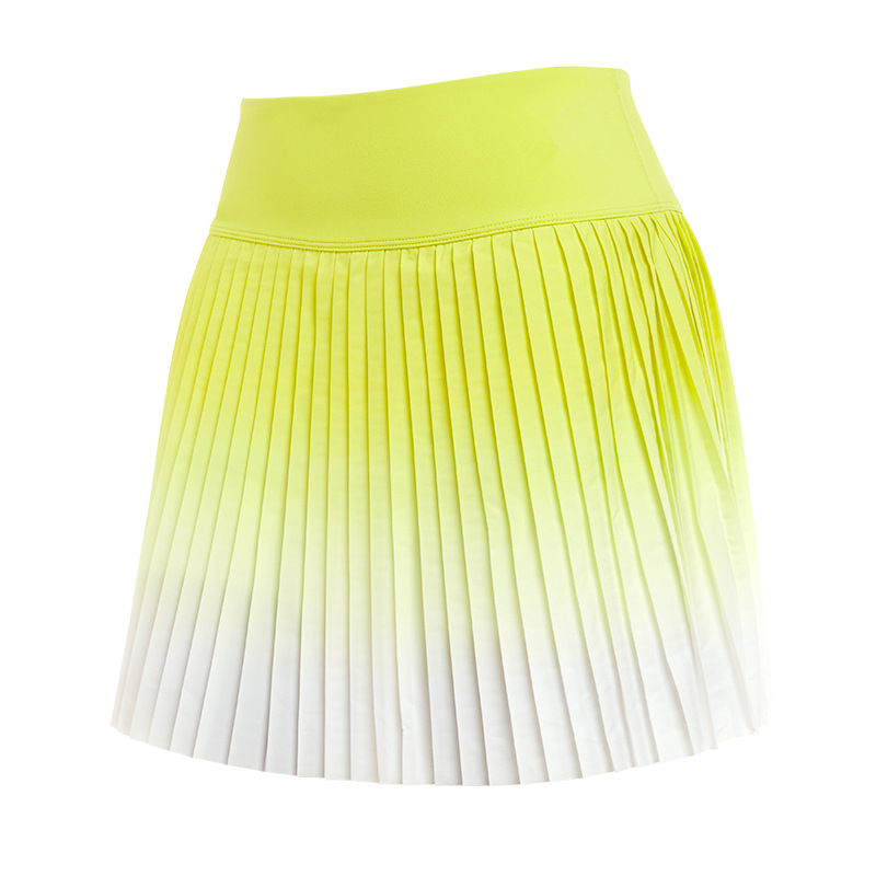 Falda deportiva Falda femenina de secado rápido Falda de yoga de yoga de tenis de tenis de baile plisado a prueba de luz falsa de dos piezas