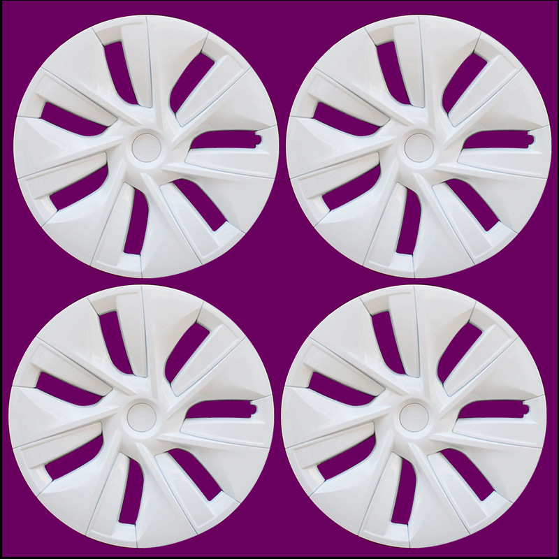 Tesla Model Y, Tesla Hub cover - 19y-old-edged-full-white-set-of-4