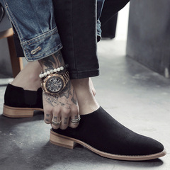 Korean Style Pointed Toe Casual Shoes, British Style Suede Men's Shoes, Sanding Flocked Calfskin Men's Shoes, Men's Versatile Trendy Shoes, Fit Feet Loafers