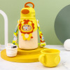 Cute children's glass stainless steel, thermos, handheld bag strap with glass