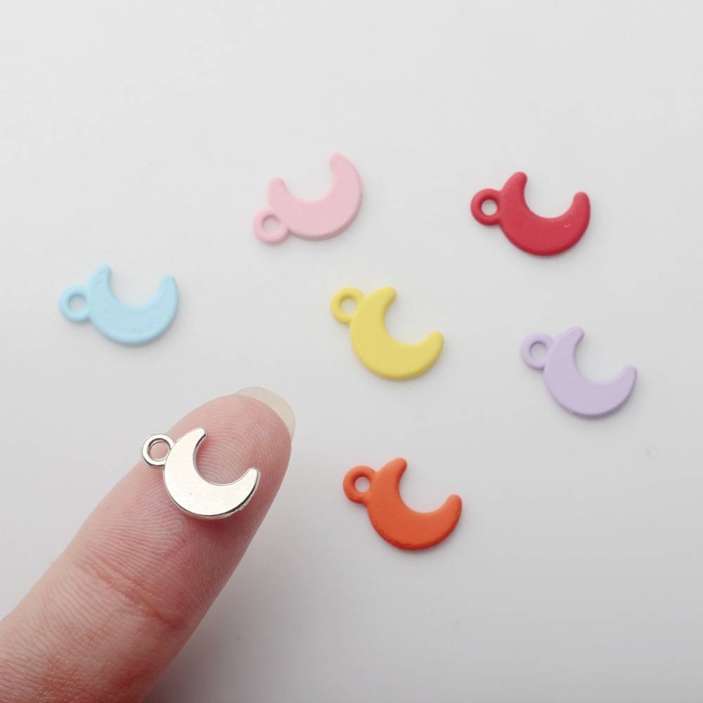简约韩版喷漆彩色月亮挂件diy手工手链耳环吊坠饰品配件