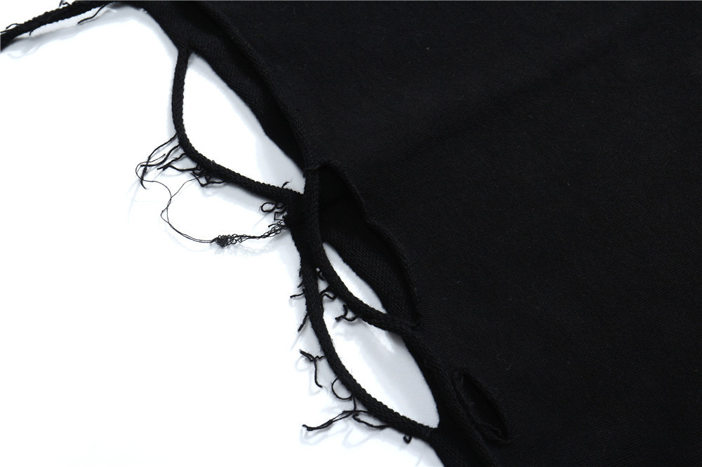 Vibe Style Solid Color Simple Distressed Sweatshirt Long Sleeve Men's Ins American Trendy Brand Loose Round Neck_voghion.com